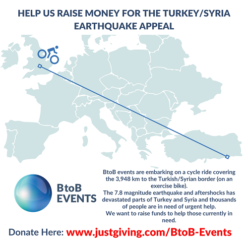 BtoB Events cycling from Border to Border for Tukey & Syria earthquake relief