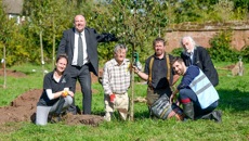 Image for Children and volunteers plant new orchard at The Charterhouse