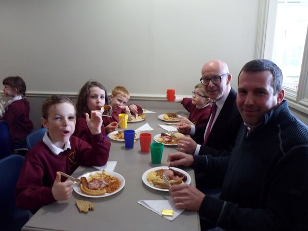 Pupils enjoy a hearty breakfast at Hatton Adventure World!